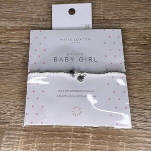 New! Katie Loxton “A Little Baby Girl” Bracelet – Silver Beaded Stretch